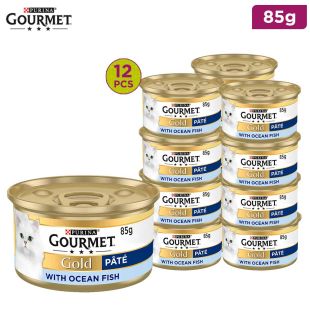 GOURMET GOLD CAT FOOD PATE WITH OCEAN FISH 12 x 85G 