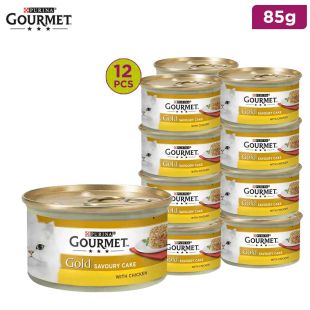 GOURMET GOLD CAT FOOD SAVOURY CAKE CHICKEN  12 x 85G 