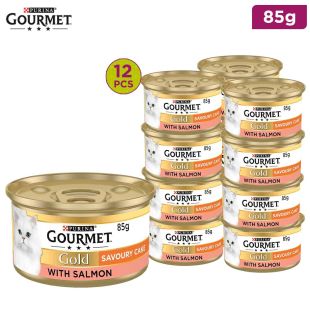 GOURMET GOLD CAT FOOD SAVOURY CAKE SALMON  12 x 85G 