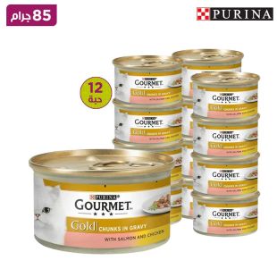 جورمية - طعام القطط سمك السلمون الفاخر مع الدجاج 12 × 85 جرام