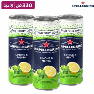 سان بيليغرينو – مشروب غازي بالليمون والنعناع – 330 مل × 3