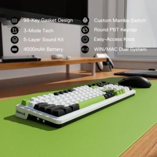 لوحة مفاتيح ميكانيكية لاسلكية RGB مع 98 مفتاحاً و3 أوضاع اتصال من Redragon