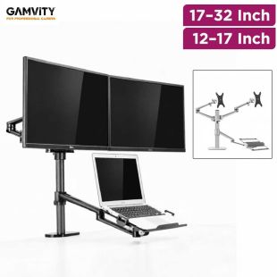 Full-Motion Dual Monitor and Laptop Mount 17–32 and 12–17 Inch by Gamvity