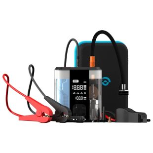 جهاز تشغيل بطارية السيارة وكمبروسر هواء سعة 8800 مللي أمبير مع باور بانك 20 واط - شفاف من Powerology