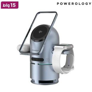 محطة شحن لاسلكية Qi2 مع مكبر صوت بلوتوث بقوة 15 واط - رمادي من Powerology