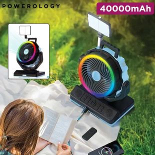 Powerology VentoPower Outdoor 40000mAh Oscillating Fan with Bluetooth Speaker