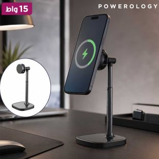 شاحن MagSafe لاسلكي 15 واط مع تبريد شبه موصل وستاند من Powerology