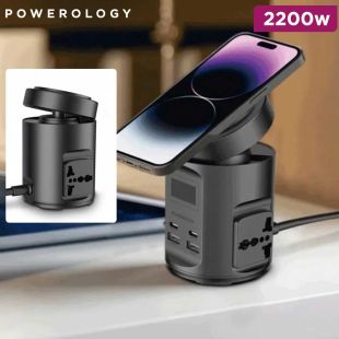 2200W MagSafe Power Hub with 2 USB-C Ports and 2 USB-A Ports and 2 AC Sockets by Powerology
