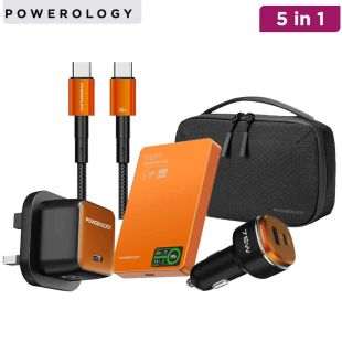 Powerology Nirvano 5 in 1 Travel Kit with 10000mAh Power Bank and 45W GaN Charger