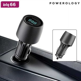 شاحن سيارة Velox ثنائي المنافذ 66 واط من Powerology