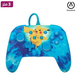 وحدة تحكم سلكية لجهاز Nintendo Switch بتصميم Tie Dye Pikachu من PowerA