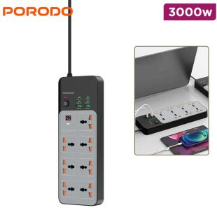 Porodo 3000W Universal Power Strip with 7 AC Sockets and 6 USB Ports