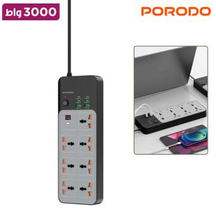 وصلة إشتراك كهربائي عالمي 3000 واط مع 7 مقابس AC و6 منافذ USB من Porodo