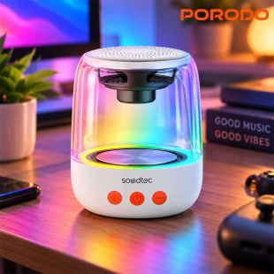 مكبر صوت بلوتوث ميني Crystal-Glow بإضاءة RGB من Porodo
