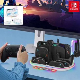 محطة شحن متكاملة RGB بنظام تبريد لجهاز Nintendo Switch 2 من JYS