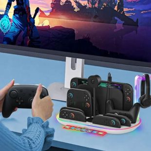 محطة شحن متكاملة RGB بنظام تبريد لجهاز Nintendo Switch 2 من JYS