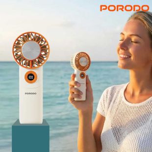 مروحة ميني Chillo Wave قابلة للطي مع لوحة تبريد وقاعدة مانعة للانزلاق من Porodo