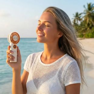 مروحة ميني Chillo Wave قابلة للطي مع لوحة تبريد وقاعدة مانعة للانزلاق من Porodo