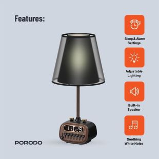 مصباح مكتب Retro قوة 24 واط مع مكبر صوت بلوتوث وضوضاء بيضاء من Porodo
