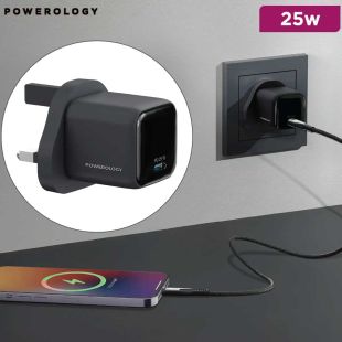 Powerology Volt-X 25W Mini GaN Wall Charger - Black
