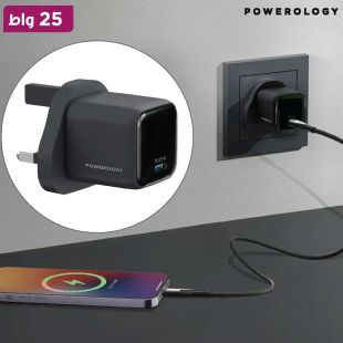 شاحن حائط Volt-X Mini بتقنية GaN بقوة 25 واط - أسود من Powerology