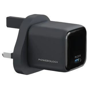 شاحن حائط Volt-X Mini بتقنية GaN قوة 25 واط مع كابل USB-C إلى USB-C - أسود من Powerology