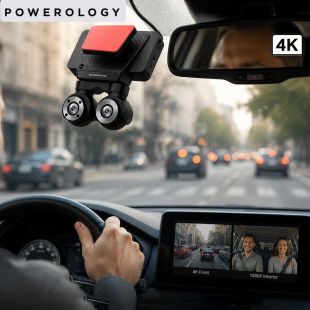 Powerology Dual Lens 4K Dash Camera with Interior Camera