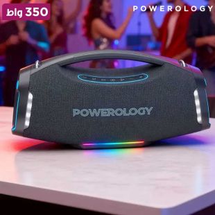 سماعة بلوتوث محمولة Rock بقوة 350 واط مع إضاءة RGB - أسود من Powerology