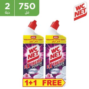 دبليو سي نت - منظف المرحاض إكستريم باور برائحة زهرة اللوز - 750 مل - 1 + 1 مجانًا