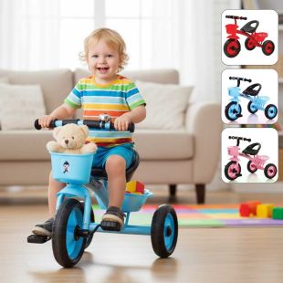 دراجة ثلاثية العجلات للأطفال مع جرس وسلة