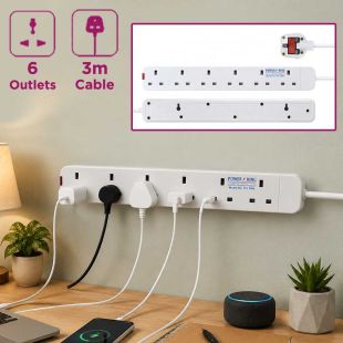 6-Outlet Power Strip with 3m Extension Cord