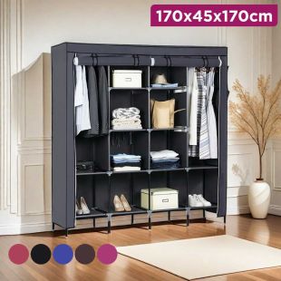 Stylish Foldable Metal Clothes Organizer with Cloth Cover 170 x 45 x 170 cm