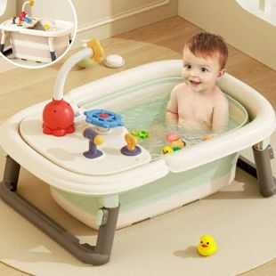 حوض استحمام محمول قابل للطي للأطفال مع طاولة لعب