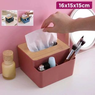Stylish Tissue Box with Desktop Organizer - Assorted Colors