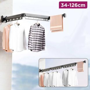 Foldable Wall Mounted Clothes Hangers Holder 34-126 cm