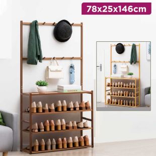 4-Tier Bamboo Shoe Rack Organizer