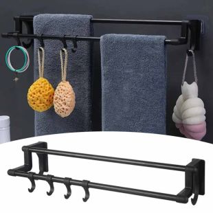 Double Wall Mounted Rack with Six Hooks