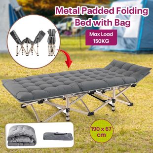 Metal Padded Folding Bed with Bag 190 x 67 x 36 cm