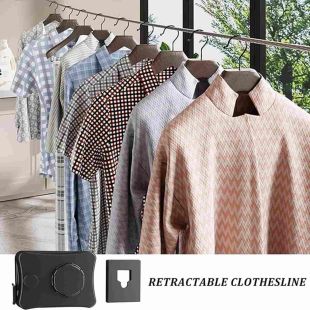 حبل غسيل جداري قابل للسحب حتى 5.1 متر - أسود