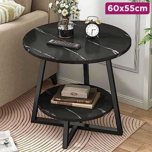 Double Layer Modern Round Coffee Table Set 60 x 55 cm