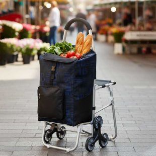 Folding Trolley Shopping Cart with Seat