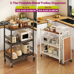 3 Tier Foldable Metal Trolley Organizer