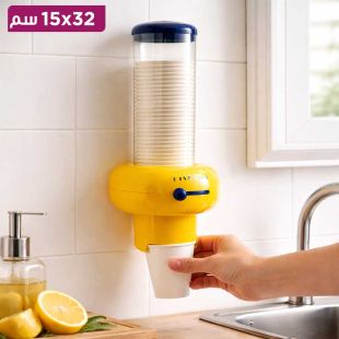 موزع أكواب ورقية جداري بلاستيك شفاف 1 حبة