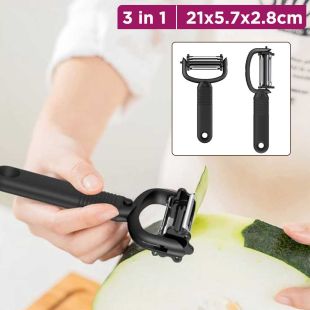 3 in 1 Stainless Steel Vegetable Peeler with Silicone Handle
