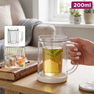 كوب مزدوج الجدران سعة 200 مل بمقبض