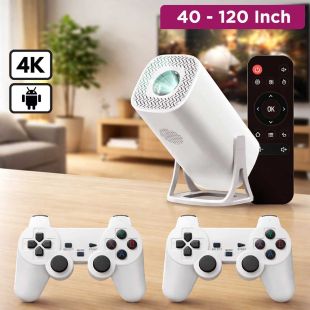 2- in-1 Android 4K Game Projector with Dual Joysticks