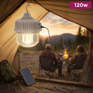 120W Solar Powered Outdoor Camping Lamp with Remote Control