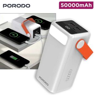 Porodo PortaPower Power Bank 50000mAh with Built-In LED Lighting - White
