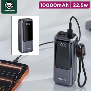 10000mAh Power Bank with USB-A and Type-C Ports 22.5W by Green Lion