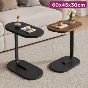 C Shaped Side Table with Metal Base and Frame 60 x 45 x 30 cm